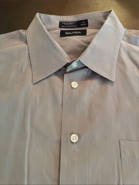 Nautica Men's Light Gray Dress Shirt - Point Collar